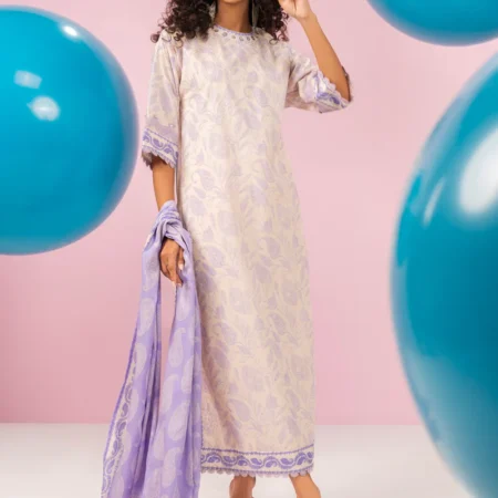 3 Pc Printed Lawn Suit With Printed Lawn Dupatta